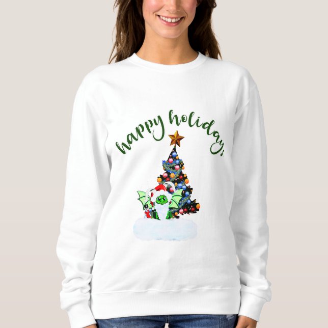 Sweatshirt Joyeux et Noël magique avec un Twist Dragon (Devant)