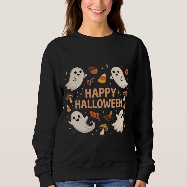 Sweatshirt Joyeux Fantôme Joyeux Halloween (Devant)