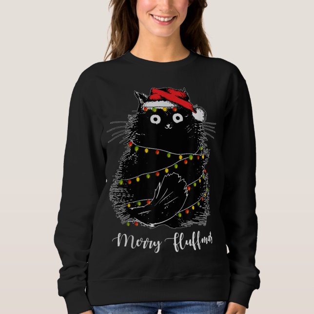 Sweatshirt Joyeux Fluffmas Chats Avec Santa Hat Fluffmas Lumi (Devant)