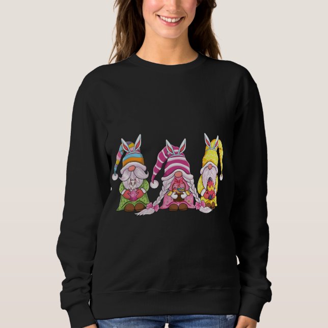 Sweatshirt Joyeux gnomes de Pâques avec oreilles de lapin Cha (Devant)