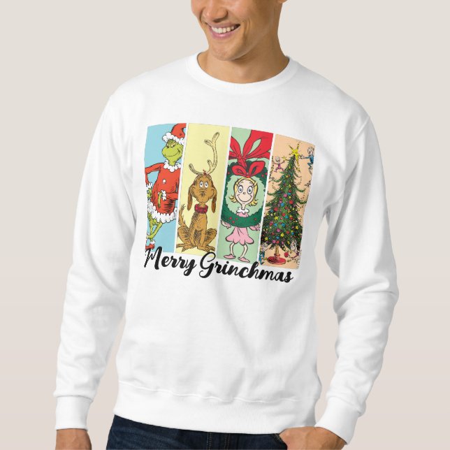 Sweatshirt Joyeux Grinchmas Collage de Fêtes (Devant)