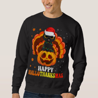 Sweatshirt Joyeux Hallothanksmas Amoureux des chats noir Père