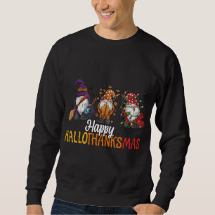 Sweatshirt Joyeux Hallothanksmas Drôle Halloween Thanksgiving