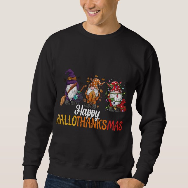 Sweatshirt Joyeux Hallothanksmas Drôle Halloween Thanksgiving (Devant)