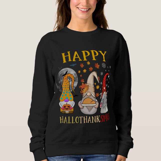 Sweatshirt Joyeux Hallothanksmas Halloween Noël Thanksgiv (Devant)