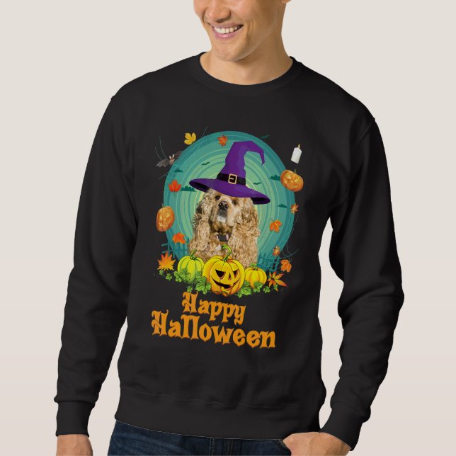 Sweatshirt Joyeux Halloween Chien Cocker Spaniel Américain Ci (Devant)