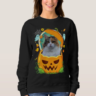 Sweatshirt Joyeux Halloween Citrouille Chat Manx Sorcière Cha