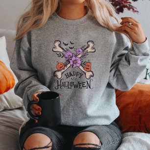 Sweatshirt Joyeux Halloween Citrouille Floral