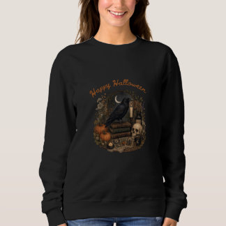Sweatshirt Joyeux Halloween Corbeau Gothique Sorcière
