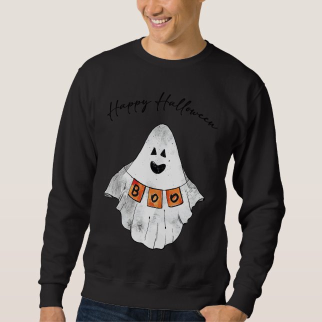 Sweatshirt JOYEUX HALLOWEEN Feuille de Fantôme Boo Halloween (Devant)