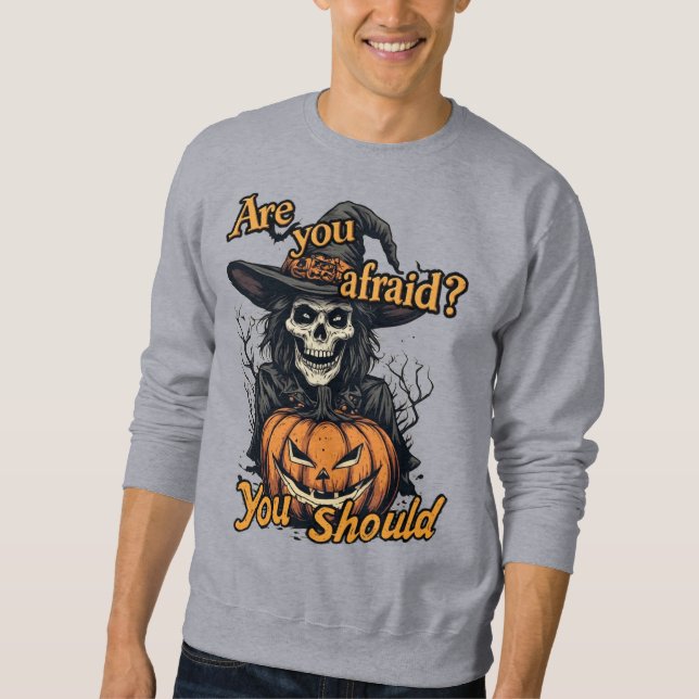 Sweatshirt Joyeux Halloween sur un Gris (Devant)