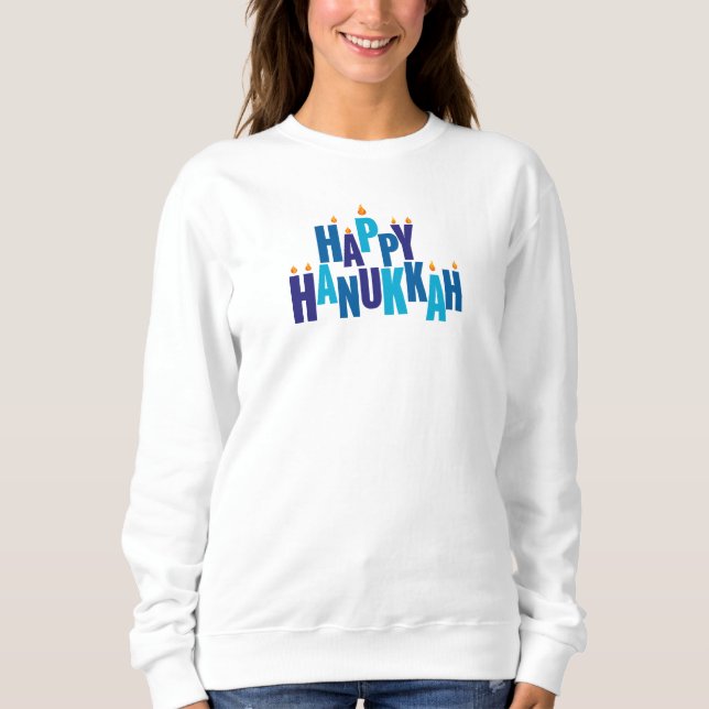 Sweatshirt Joyeux Hanoukka Candles Holiday (Devant)