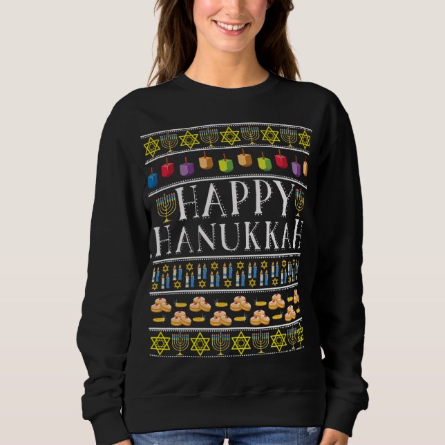 Sweatshirt Joyeux Hanoukka Fun Festive Famille Juive Ugly Chr (Devant)