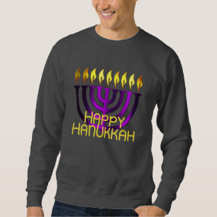 Sweatshirt Joyeux Hanoukka Menorah Purple