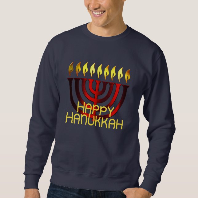 Sweatshirt Joyeux Hanoukka Menorah Red (Devant)