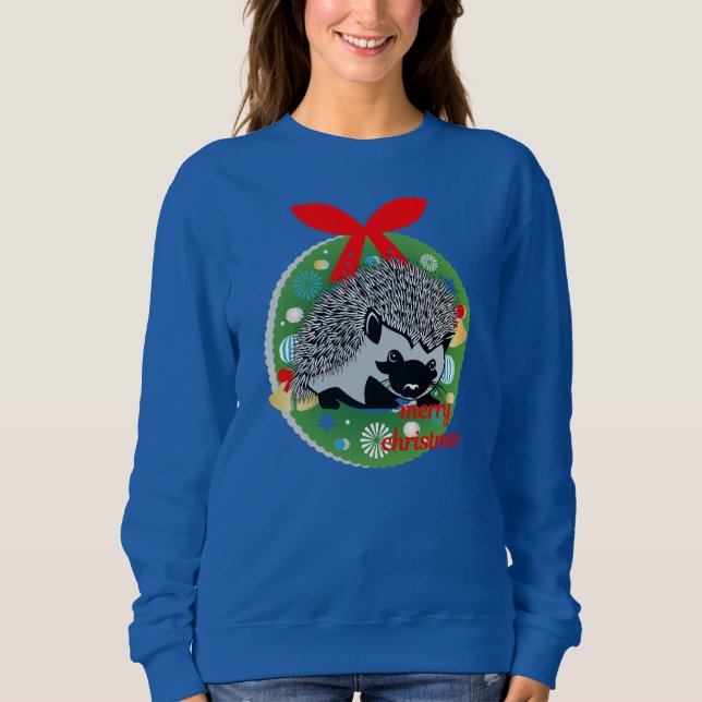 Sweatshirt joyeux hérisson de noël (Devant)