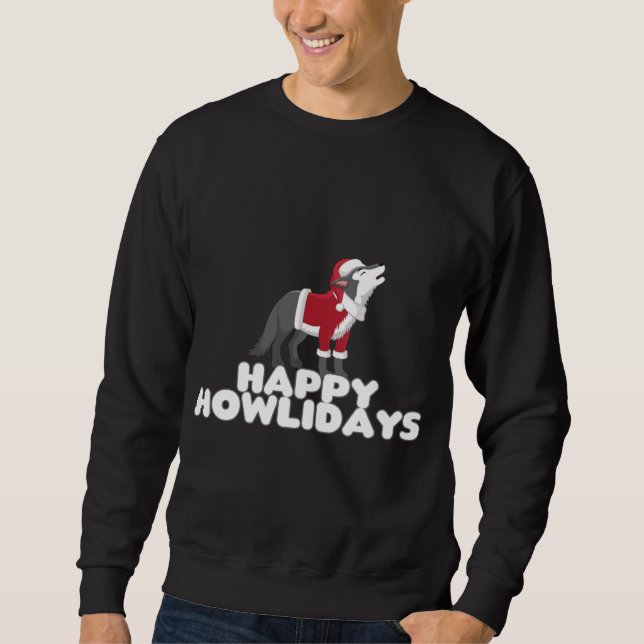 Sweatshirt Joyeux Howlidays - mignon chien loup de Noël (Devant)