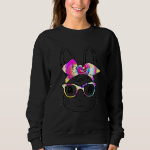 Sweatshirt Joyeux jour de Pâques lapin mignon lapin face Tie