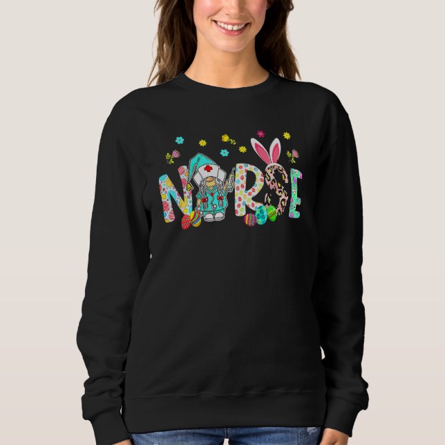 Sweatshirt Joyeux jour de Pâques Pâques Leopard Décor Bunny E (Devant)