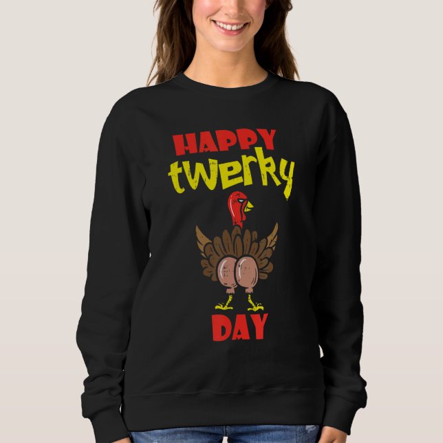 Sweatshirt Joyeux Jour de Twerkey Thanksgiving Mignon Petit P (Devant)