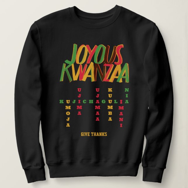 Sweatshirt Joyeux KWANZAA Mots Croisés (Design devant)