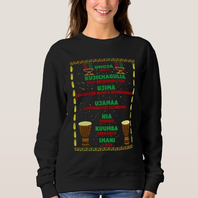 Sweatshirt Joyeux Kwanzaa Sept Principes De Kwanzaa Afrique H (Devant)