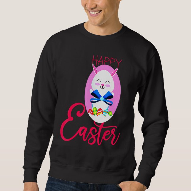 Sweatshirt Joyeux Lapin De Pâques Avec Oeufs Femmes De Pâques (Devant)