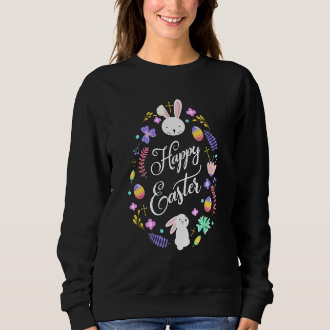 Sweatshirt Joyeux lapin de Pâques OEufs de Pâques 1 (Devant)