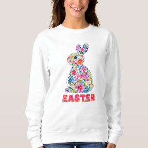 Sweatshirt Joyeux Lapin Floral De Pâques Lapin Floral De Pâqu