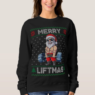 Sweatshirt Joyeux Liftmas Père Noël Poids Fitness Gym Vilain
