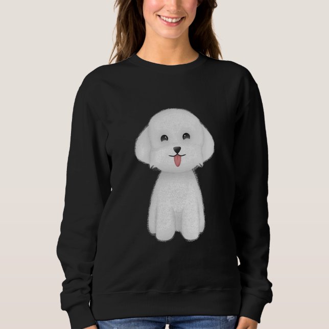Sweatshirt Joyeux mignon chien blanc (Devant)