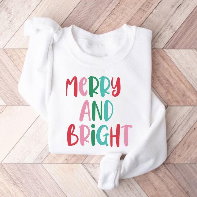 Sweatshirt Joyeux moderne et brillant rétro Noël coloré (Créateur téléchargé)