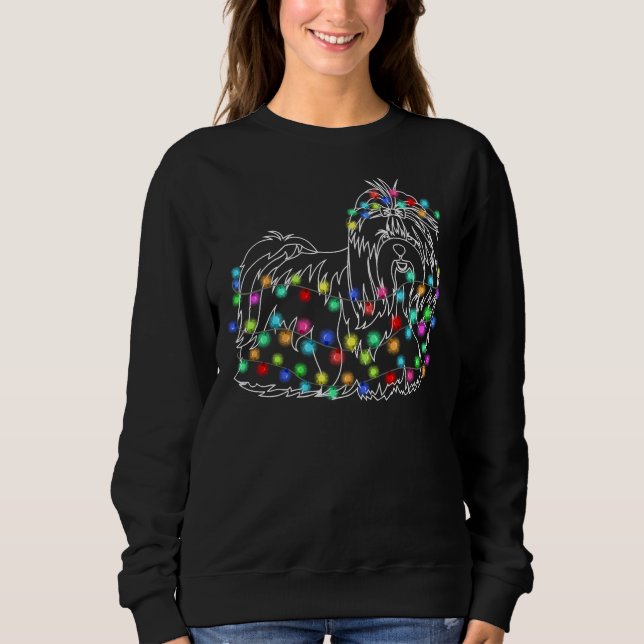 Sweatshirt Joyeux Noël 2020 Shih Tzu Lumières de Noël (Devant)