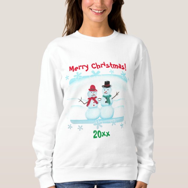 Sweatshirt Joyeux Noël, année, chemises des gens de la neige (Devant)