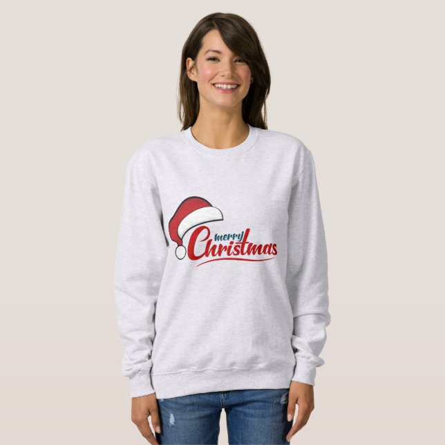 Sweatshirt Joyeux Noël avec Santa Hat (Devant entier)