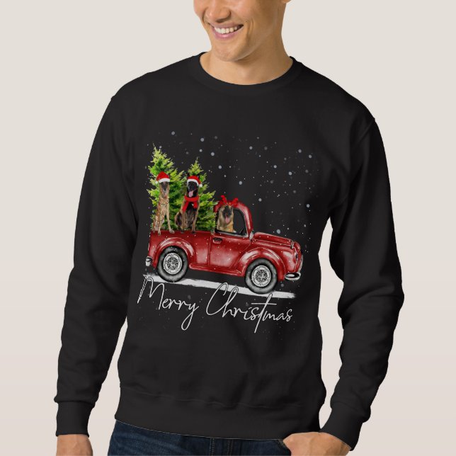 Sweatshirt Joyeux Noël Belge Malinois Père Noël Red Truck X (Devant)