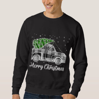 Sweatshirt Joyeux Noël Buffalo Camion Arbre noir et blanc
