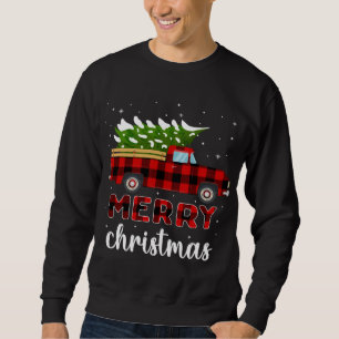 Sweatshirt Joyeux Noël Buffalo Camion Arbre Rouge Plaid