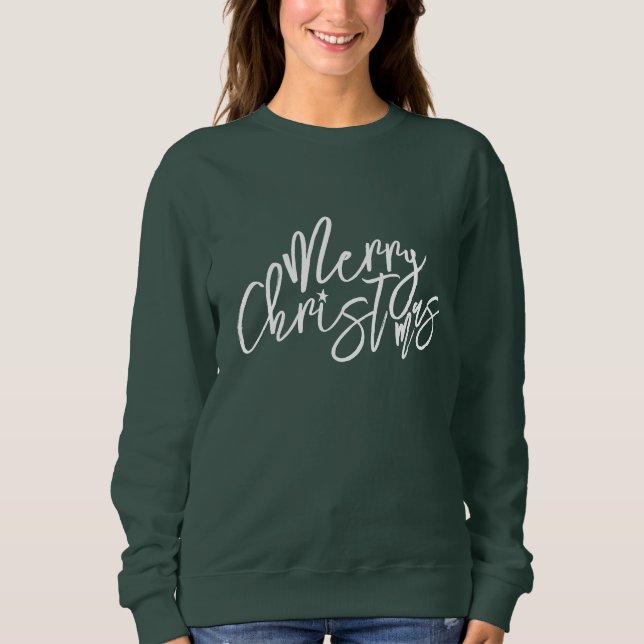 Sweatshirt Joyeux Noël Calligraphique Party Vert foncé (Devant)