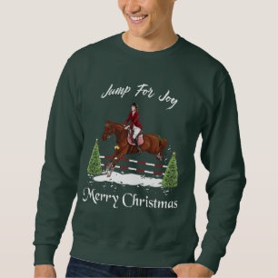 Sweatshirt Joyeux Noël, cheval sautant anglais équestre