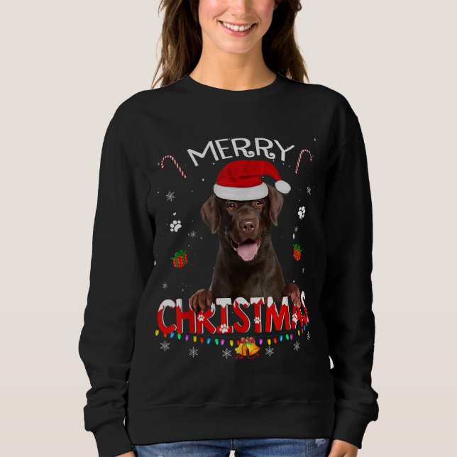 Sweatshirt Joyeux Noël Chocolat Laboratoire Chien Santa Hat X (Devant)