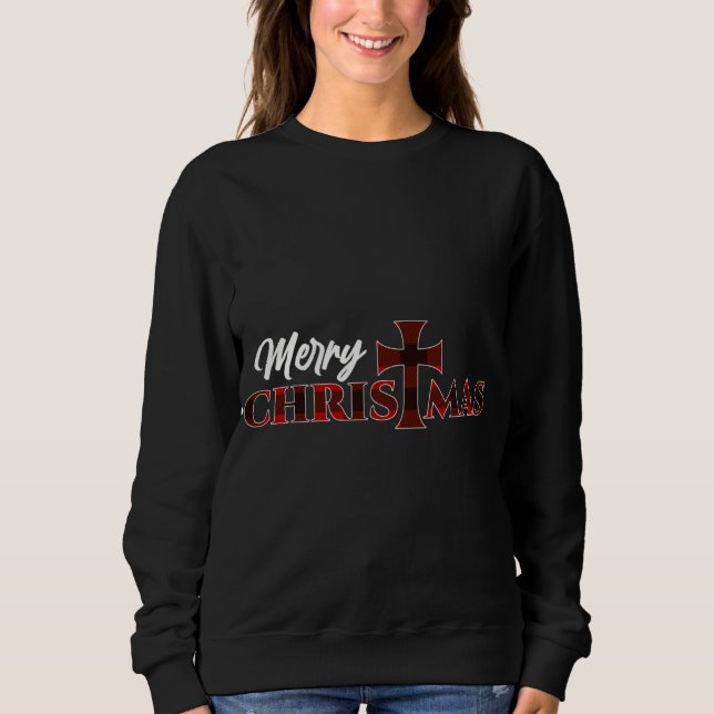 Sweatshirt Joyeux Noël - Christ Cross Religieux Noël Buff (Devant)