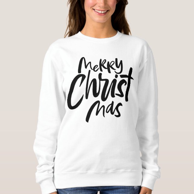 Sweatshirt Joyeux Noël Christ moderne lettrage chrétien (Devant)