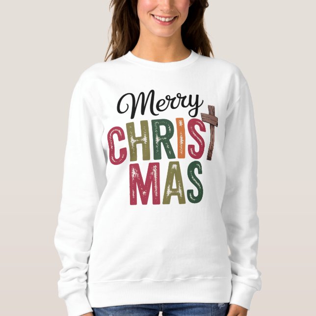 Sweatshirt Joyeux Noël, Croix de Noël (Devant)