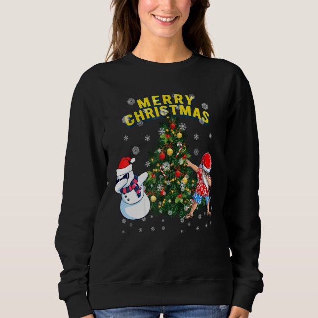 Sweatshirt Joyeux Noël Dabbing Père Noël Tree Snowman (Devant)