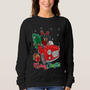 Sweatshirt Joyeux Noël Dachshund Chien Camion Rouge Arbre de