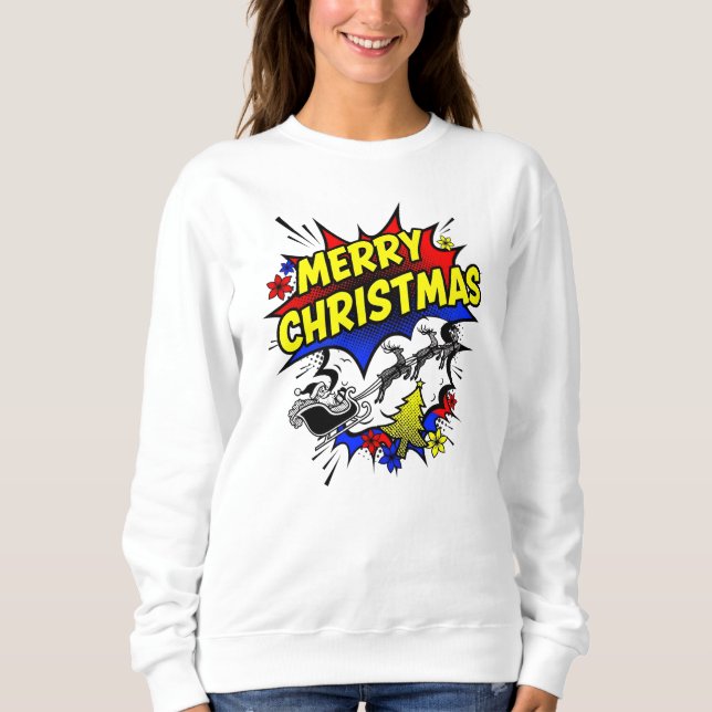 Sweatshirt Joyeux Noël dans le style Pop Art de la bande dess (Devant)