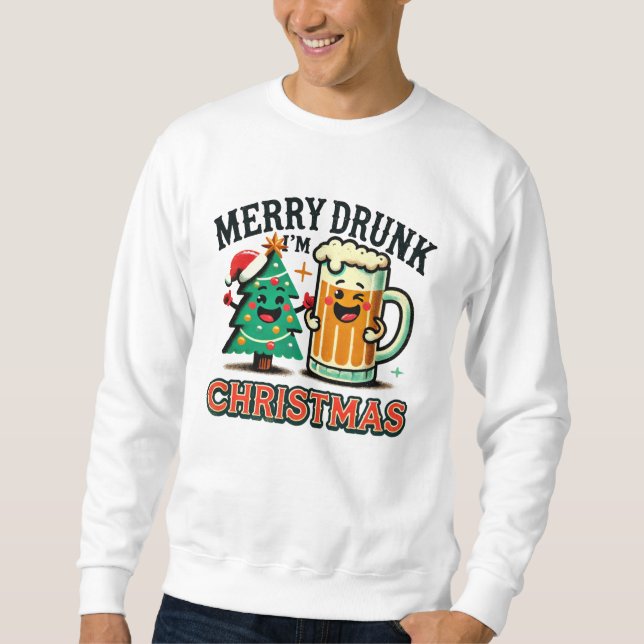 Sweatshirt Joyeux Noël drôle et ivre (Devant)