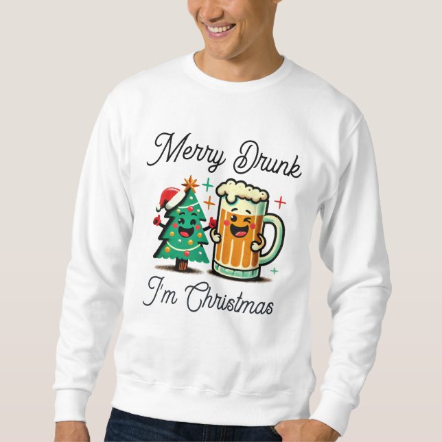 Sweatshirt Joyeux Noël Drôle Ivre  (Devant)
