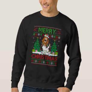 Sweatshirt Joyeux Noël Éclairage Laid Basset Hound Christm